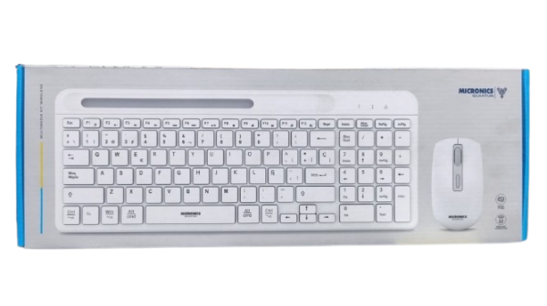 KIT QUANTUM WHITE MIC WT813W TECLADO+MOUSE WIFI MICRONICS