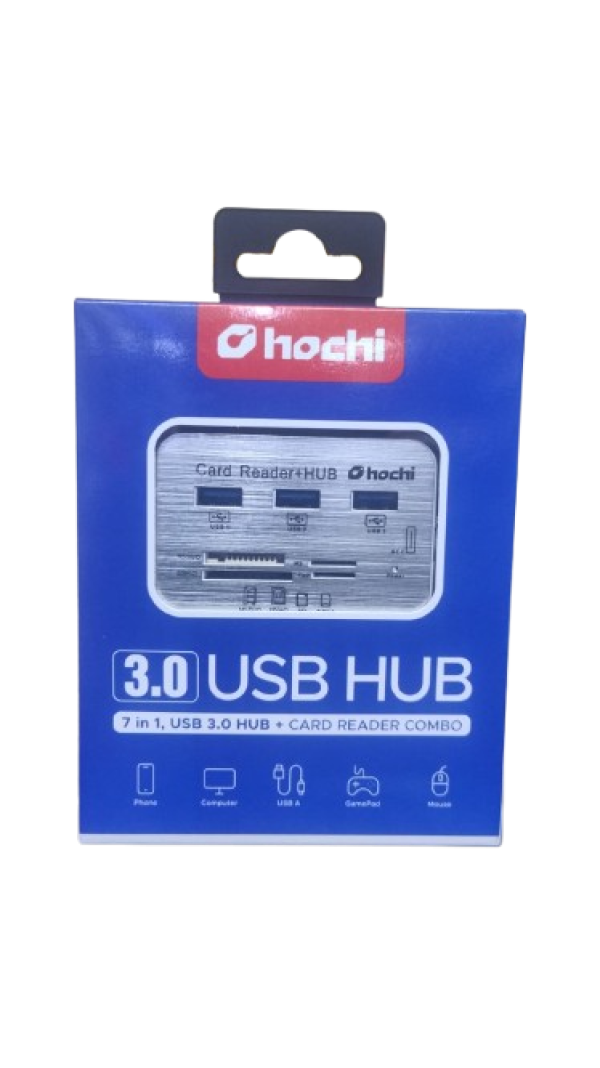 HUB USB 7 EN 1 + LECTOR DE MEMORIAS SD HOCHI #718