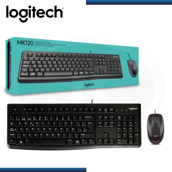 TECLADO LOGITECH + MOUSE MK120 USB SP BLACK (PN 920-004428)