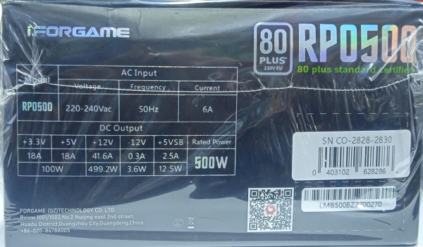 FUENTE DE PODER RPO-500 IFORGAME APFC 80PLUS WHITE