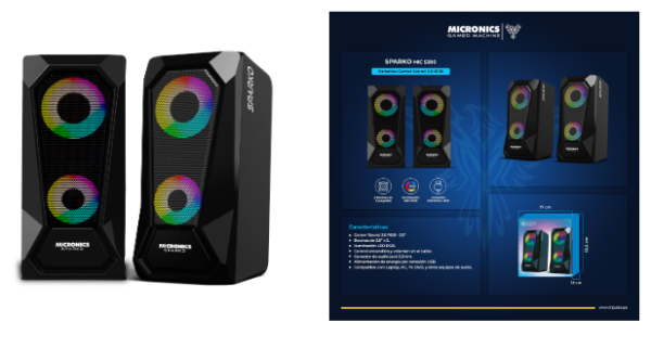 SPARKO MIC S300 PARLANTE 2.0 RGB 2.5" USB MICRONICS