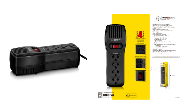 ORION AVR PLI1001 1000VA/500W 4SALIDAS POWER LITE