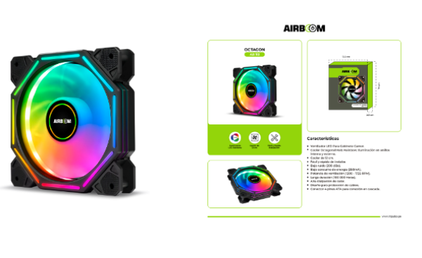 OCTAGON AB113 FAN PARA CASE GAMER AIRBOOM