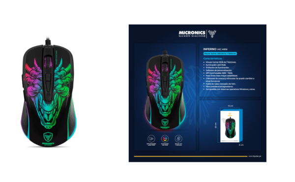INFERNO MIC M816 MOUSE GAMER USB RGB RUNNING 7B 7200DPI MICRONICS