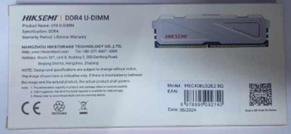 MEMORIA DDR4 8GB 3200 UDIMM HIKSEMI BLANCO