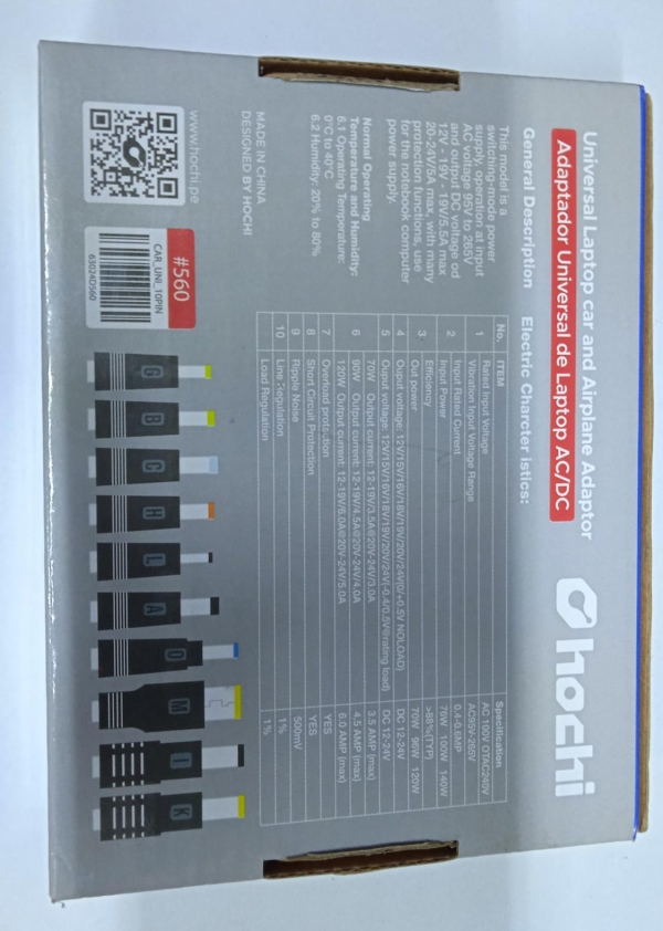 CARGADOR LAPTOP UNIVERSAL 65W 10 PINES HOCHI GRIS