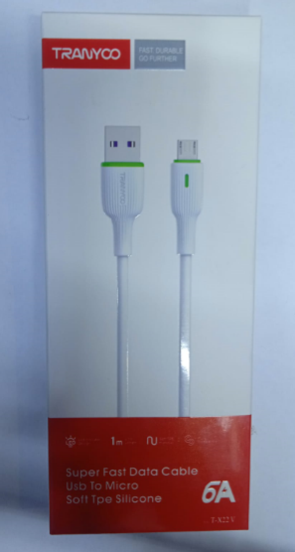 CABLE DE CARGA PARA CELULAR DE 1M TIPO V8 TRANYOO MODEL TX22V