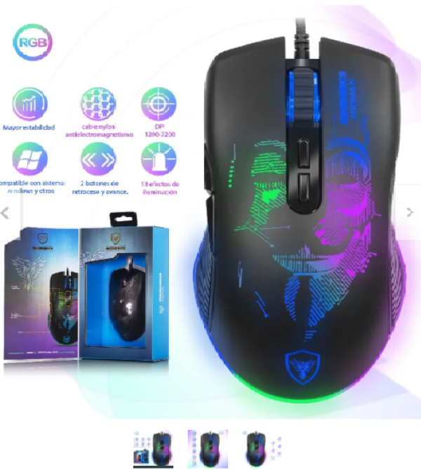 MOUSE GAMER MICRONICS ANONIMUS MIC GM859 RGB NEGRO