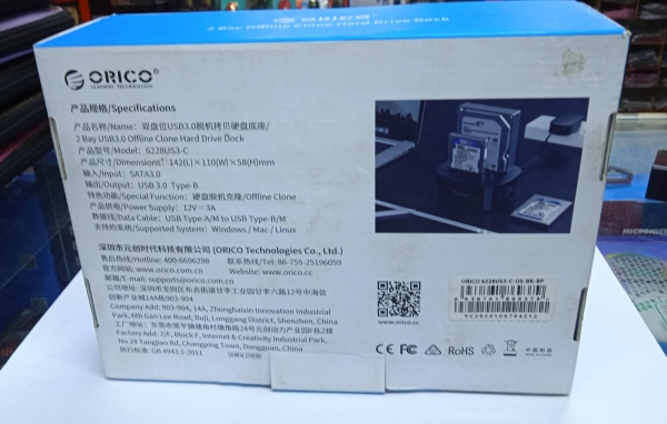 BASE PARA HDD / SSD 2.5" Y 3.5" SATA, VERSION 3.0, SOP. 8TB*2, CLONADOR. CON FUENTE 12 3A (6228US3-C)
