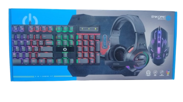 KIT GAMER BRAVIO4 ENT G1000-4 TECLADO + MOUSE + AURICULAR + PAD MOUSE