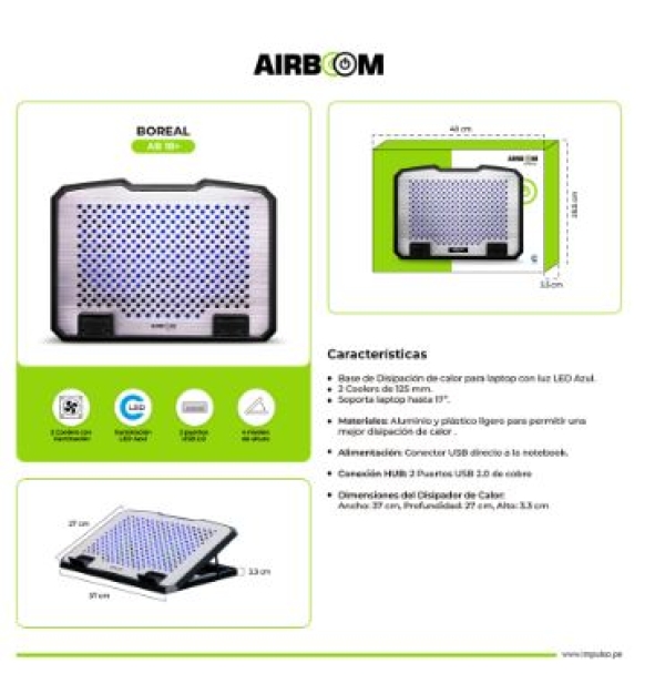 BOREAL+ AB 18+ BASE CON COOLER 2FAN LED 14CM AIRBOOM