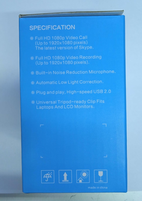 CAMARA WEB FULL HD 1080P CAJA AZUL CON MICROFONO COMPATIBLE CON W10/8/7 Y MAC OS X